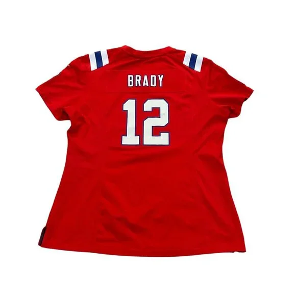 Nike New England Patriots Tom Brady #12 Red Throwback NFL Jersey Women's Large - Picture 2 of 9